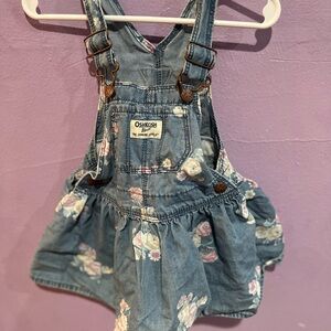 Oshkosh cute girls denim dress with flowers . Barely worn like new Size 12months